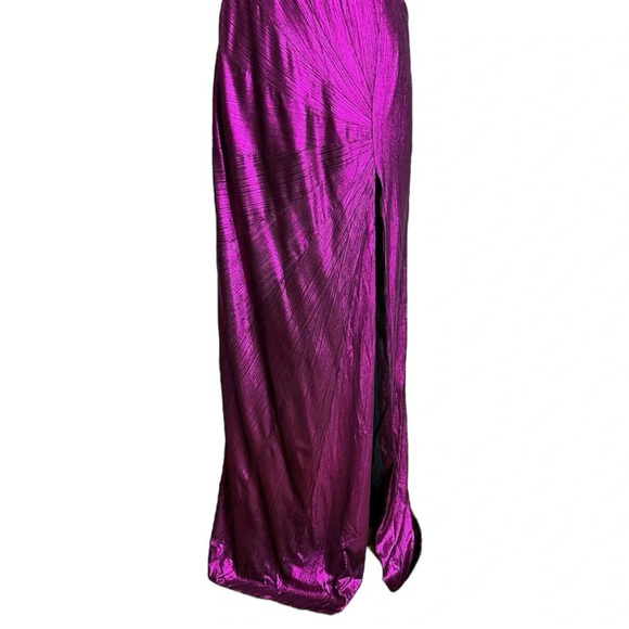 RETROFETE Galena Metallic Magenta One Shoulder Cutout Gown NWT M Formal Dress - Picture 8 of 16